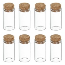 8Pcs Mini Glass Bottles with Cork Stoppers, 8ml Small Clear Glass Jars