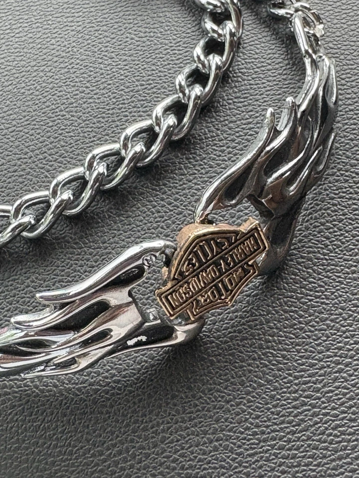 Harley Davidson 18” Cadena de Cuero Collar Gargantilla Collar 2 Cadenas Estilo Foto 2 de 4