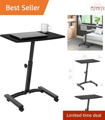 Height Adjustable Laptop Stand Mobile Workstation Computer Desk Black 24 Inch
