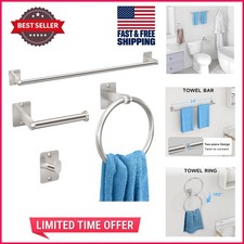 Complete Bathroom Upgrade: 4-Piece Wall-Mounted Accessories in Brushed Nickel