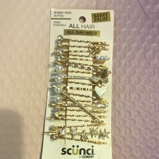 sc nci Gold Embellished Bobby Pins 20 ct Metal, Assorted Shapes, All Hair