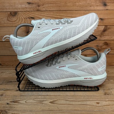 Brooks Turnschuhe Damengröße UK 9 Revel 6 grau beige Straßenlauf Fitnessschuhe