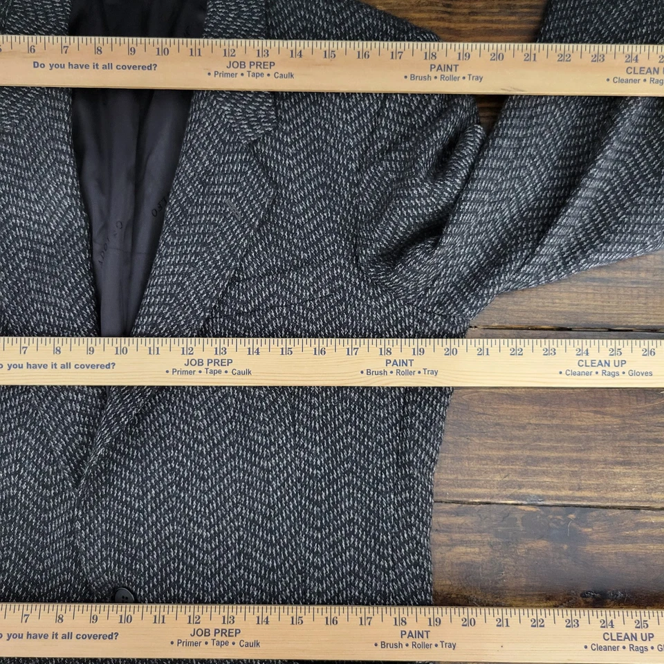 Abrigo Blazer Deportivo Adolfo Saks Fifth Para Hombre Dos Botones Gris Negro Lana Talla 40R Foto 3 de 4