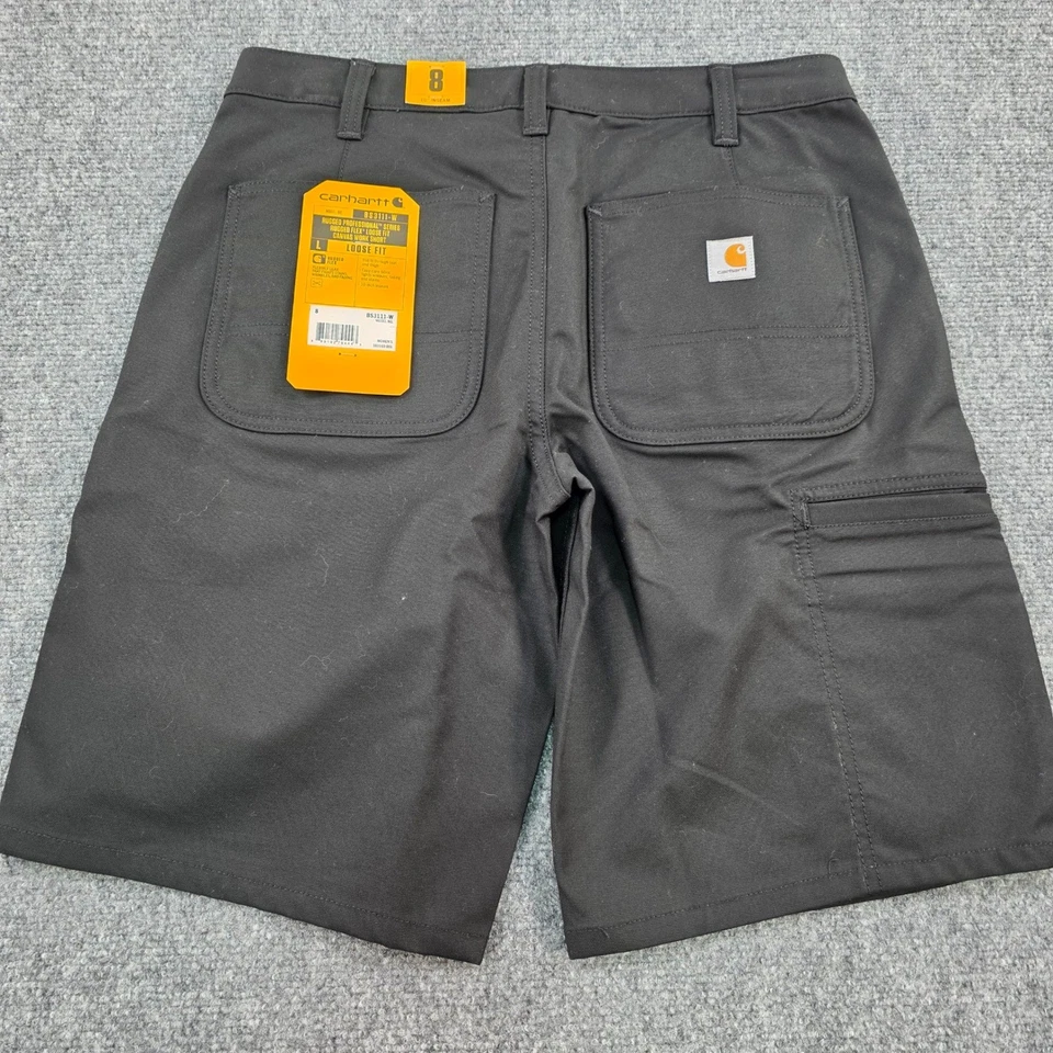 Carhartt Rugged Flex Canvas Work Shorts Womens Size 8 Loose Fit Black - Image 4 of 4
