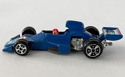 Vintage 1970s Die-Cast Yatming Tyrrell Elf 007 Formula 1 Race Car, Blue, 3'' Long