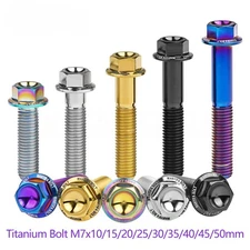 Titanium Bolt M7 Pitch1.0 Flange Hex Head Screw for Motorcycle Bike Ti Fasterner
