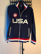 Polo Ralph Lauren USA Olympic Track Jacket Full-Zip Pockets L Blue Red White