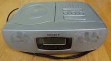 Sony CD Clock Radio Dual Alarm ICF-CD820L Silver Boxed Instructions Unmarked