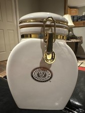 Vintage European Coffee House Collection Canister White Ceramic Gold Trim