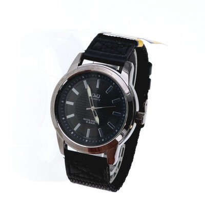 Q & Q Gun Finish Black Dial Black Nylon Band