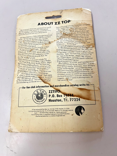 Portachiavi ufficiale ZZ Top, Eliminatore 1983, su cartoncino danneggiato - Foto 2 di 4
