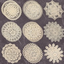 18 Pcs 6" Beige Lace Doilies for Tables, Crochet Placemats, Vintage Decor