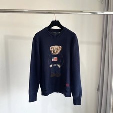 POLO BEAR DARK BLUE RALPH LAUREN COTTON KNIT SWEATER JUMPER SIZE :L