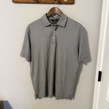 Hart Schaffner Marx Golf Polo Shirt Men  s M Black Grey Geometric 100 Cotton