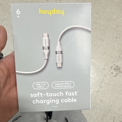 heyday 6 ft USB-C to USB-C Gray Fast Charge Charging & Data Sync Cable Universal