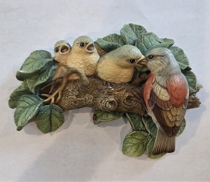 Vintage Chaffinch 1971 Blossom Chalkware Wall Hanging Birds