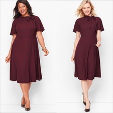 Talbots RSVP Hadley Crepe Fit Flare Dress Size 22W NWT Flutter Sleeve Flaw