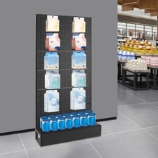 Peg Board Display Stand, Retail Display Rack with 10 Hooks 93 34 178cm Black