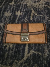 Fossil Long Live Vintage Brown Genuine Leather Trifold Wallet SL2946 READ