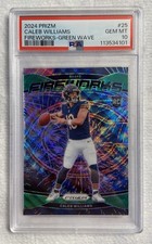 Caleb Williams 2024 Prizm Fireworks Green Wave RC. PSA 10