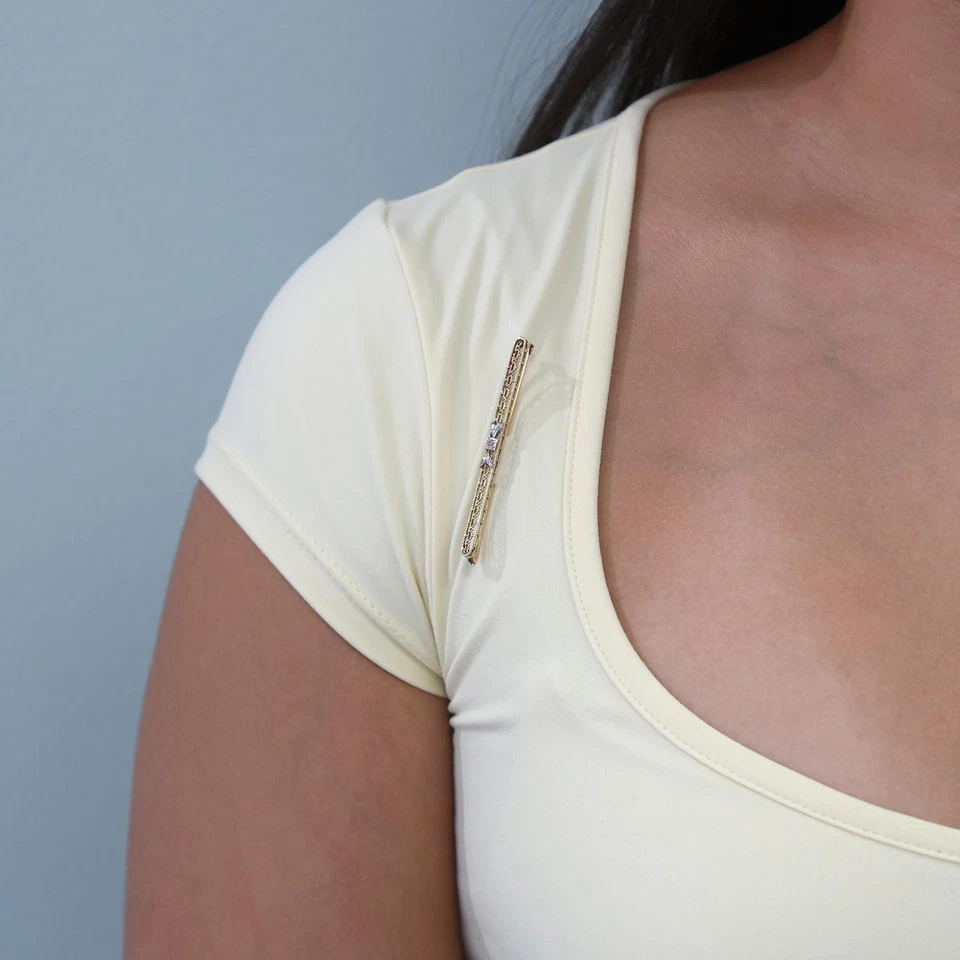 Broche filigrana de diamantes vintage oro amarillo 14K platino 0,03 quilates 2,20" Foto 2 de 4