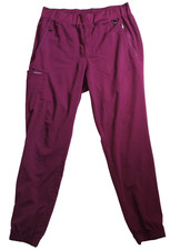 Healing Hands Scrub Pants Women's Size L Purple Cargo Zip Pocket Drawstring