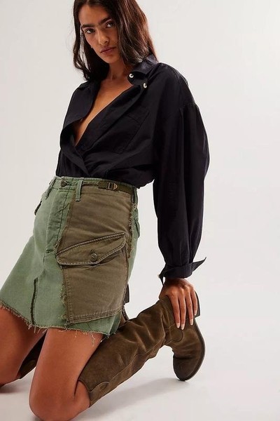 Women Mother Skirt Khaki Denim 38 / M / 46
