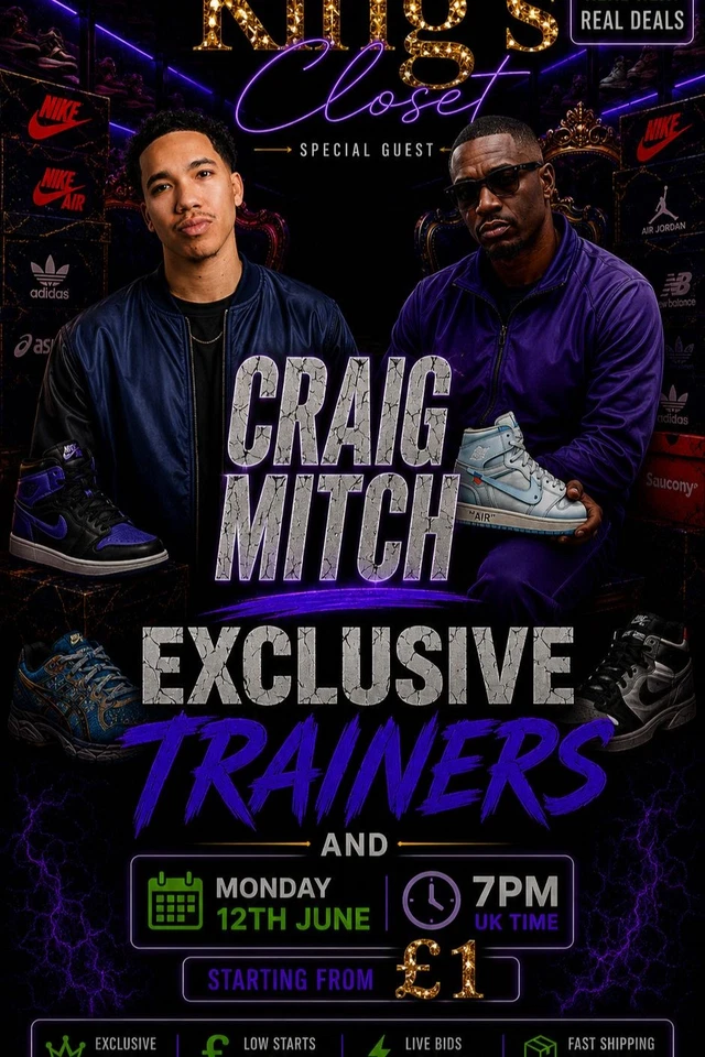 🔥 £1 Starts! Exclusive Sneakers & clothing 🎉W/SPECIAL GUEST CRAIG MITCH🔥
