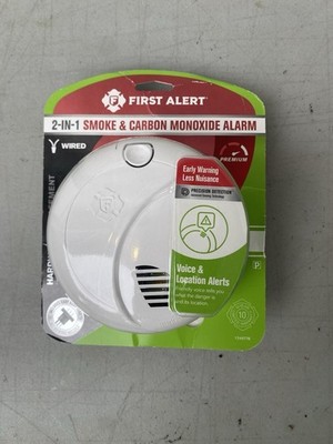 First Alert 2-in-1 Smoke & Carbon Monoxide Alarm Wired Voice Location Alert NEW