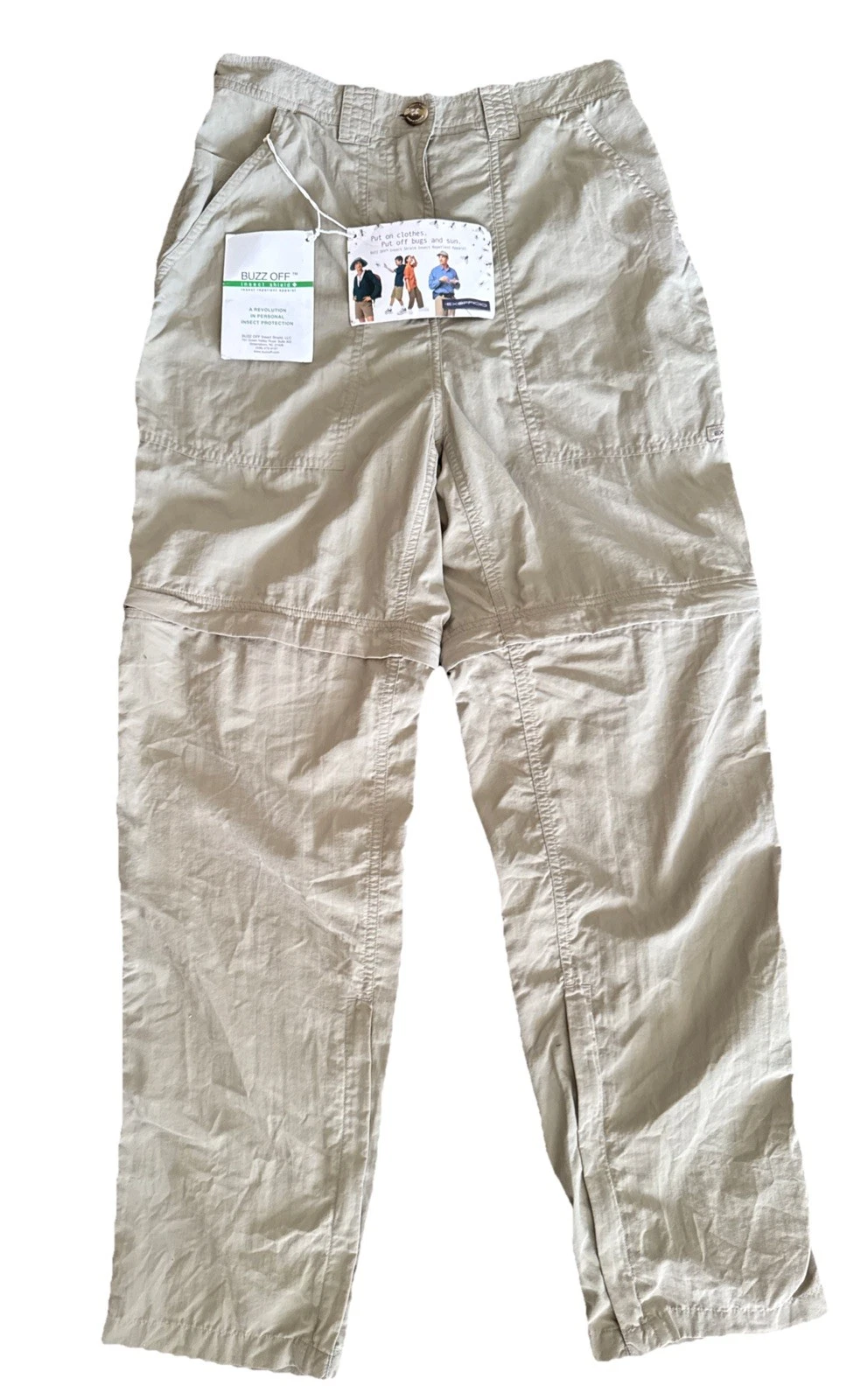 EX Officio Women’s Buzz Off Convert Pant Khaki Petite Small -NEW No Ticks/skeets