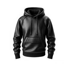 Men's Black Premium Leather Hoodie Handmade Genuine Lambskin Leather Jacket