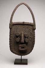 1368 MASCHERA GREBO CON BASE COSTA D'AVORIO AFRICA ARTE TRIBALE AFRICANA
