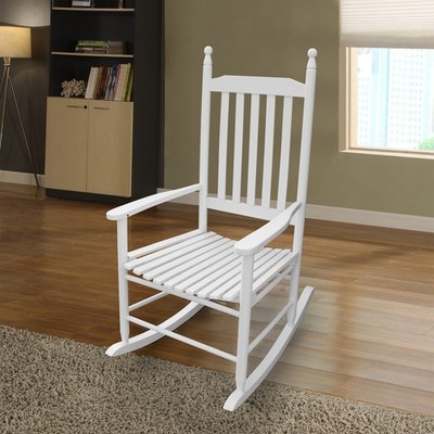 White Populus Wooden Porch Rocking Chair Without Cushion