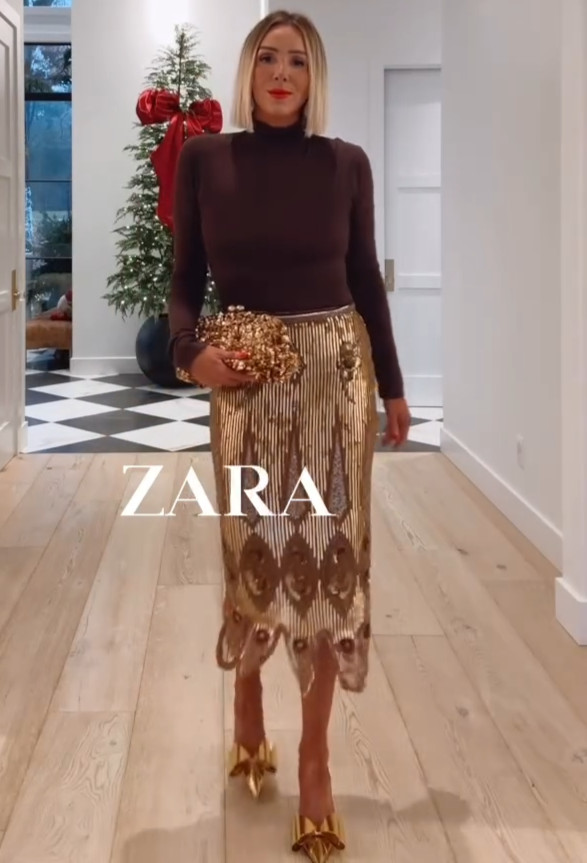 Zara Embroidered Skirt ZW Collection Limited Edition Gold Size S 7521/616 New image 9