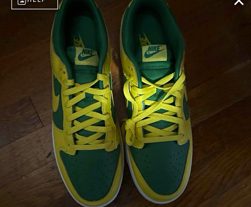 Nike Dunk Low Men’s Low Top Lace Up Colorblock Sneakers Green/Yellow