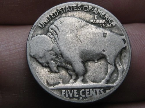 1915 D Buffalo Nickel 5 Cent Piece- Denver, Good Reverse Details