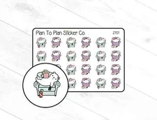 2701~~Movie Night Bear Planner Stickers.