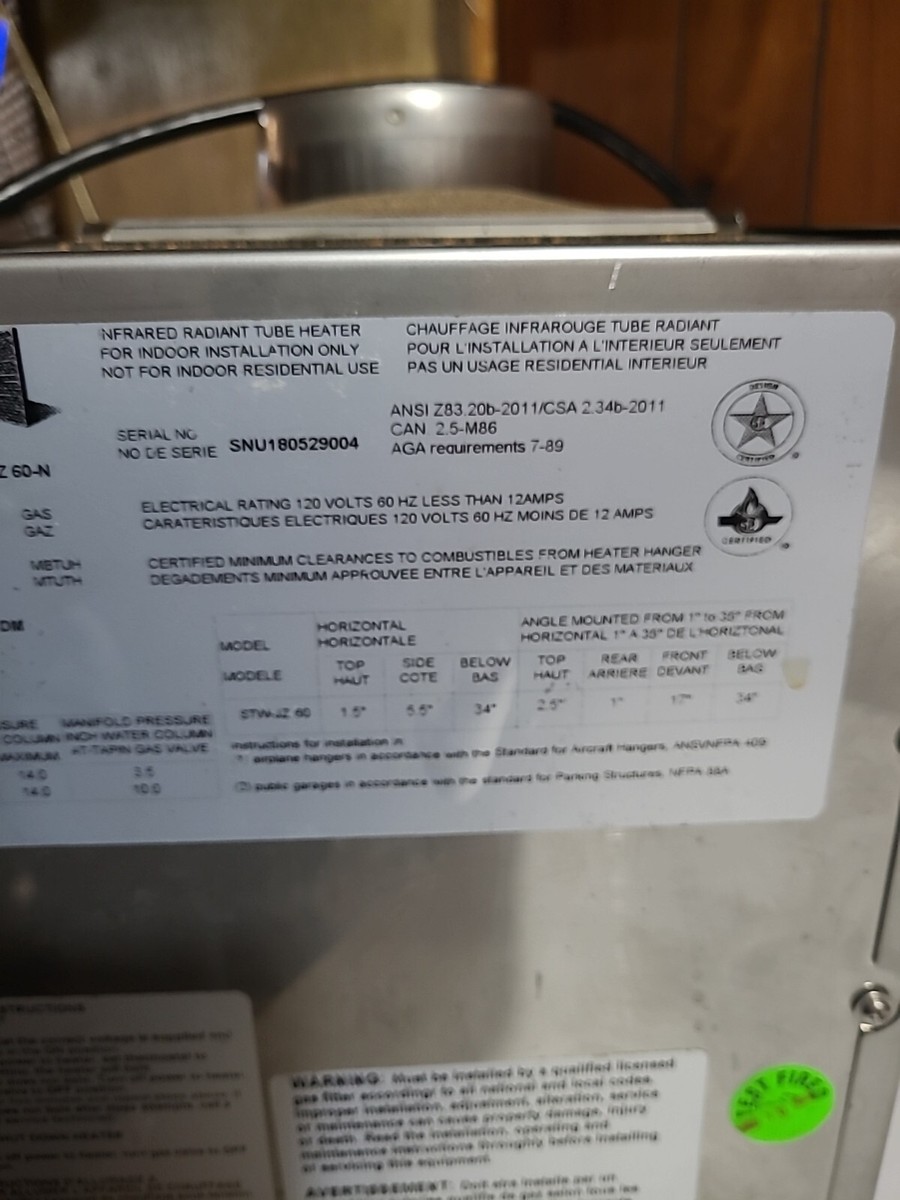 Schwank Infrasave STW-JZ 60M BTU Natural Gas Infrared Radiant Tube Heater.  | eBay