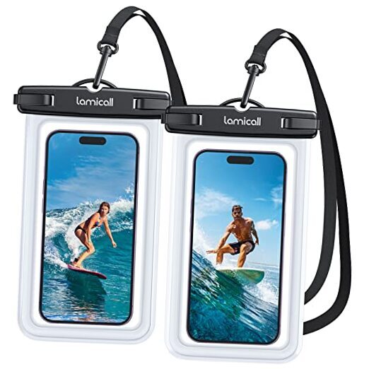 Waterproof Phone Pouch 2 Pack Heavy Duty Transparent Easy Lock Design 7-inch