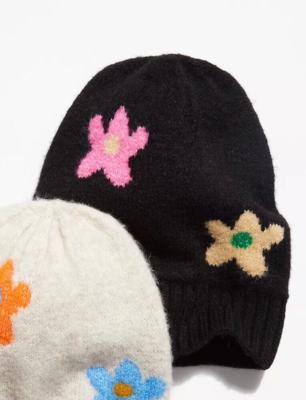 NEW Free People Floating Flowers Beanie Black Pink Green  display picture 2