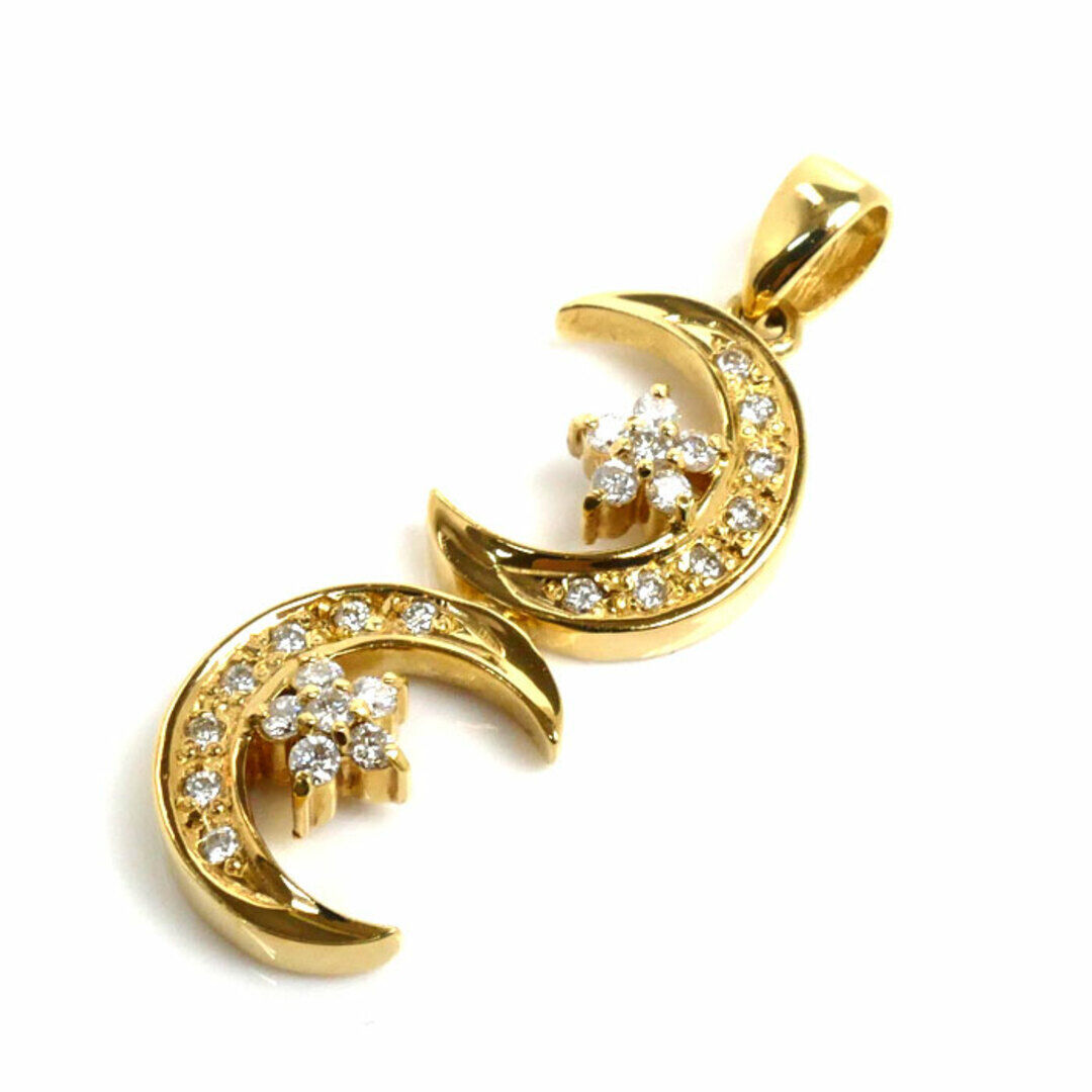 Samistar Diamond K18YG Yellow Gold Moon Pendant Top 0.37ct Samistar Diamond K18YG Yellow Gold Moon Pendant Top 0.37ct