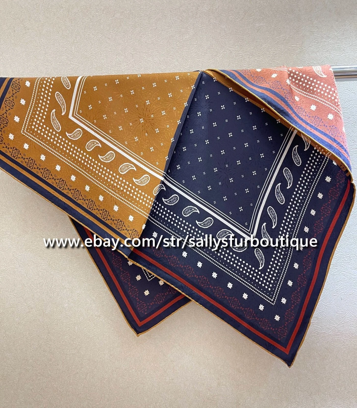 Sallys Quality 16 Momme Jacquard Twill Silk Patchwork Print 2 Face Scarf 65cm