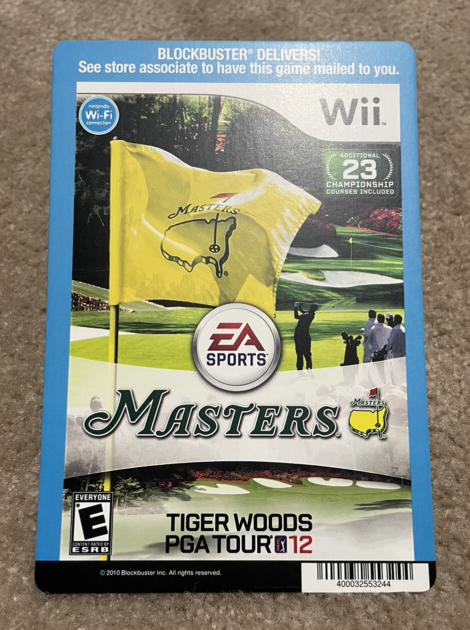 NINTENDO WII TIGER WOODS 12 MASTERS BLOCKBUSTER VIDEO BACKER CARD 5"X8" -NO  GAME | eBay