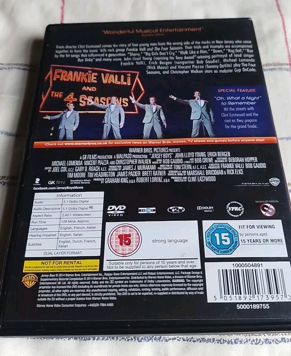 Jersey Boys DVD (2014) John Lloyd Young Clint Eastwood (DIR) The Four  Seasons 5051892173957 | eBay UK