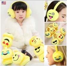 6 Style Winter Emoji Emotion Icon Fur Headband Earmuffs Ear warmers Adjustable