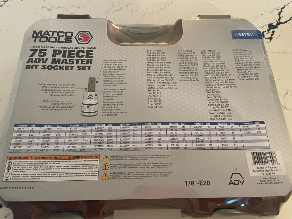 Новый/запечатанный Matco 75 шт. ADV Master Bit/Torx набор розеток и футляр для хранения - Изображение 2 из 2