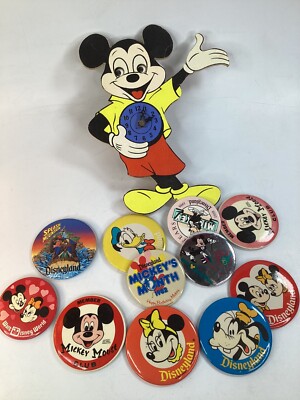 Rare West Germany Disney Vintage 1960 s Mickey Mouse Wall Clock+ pins (D3)