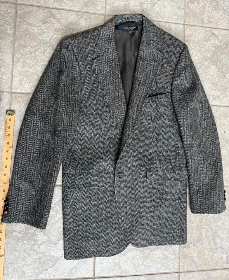 Vintage Brooks Brothers Brooksgate Blazer GrayTweedWool Sorts Coat Mens 41 reg - Image 2 of 4