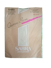 SABRA Super Stretch Extra Wide PANTYHOSE Queen Size 150-225lbs 5  -6  TALL white