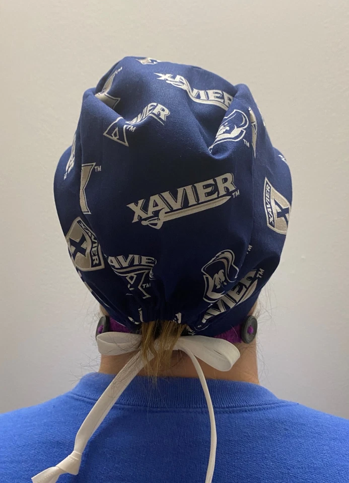 Xavier University Surgical Scrub Cap, Muskateers scrub, Tie back Adjustable - Image 3 of 3